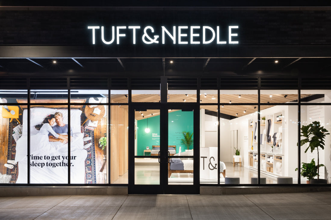 Picture of the front of a Tuft & Needle Retail Mattress Store