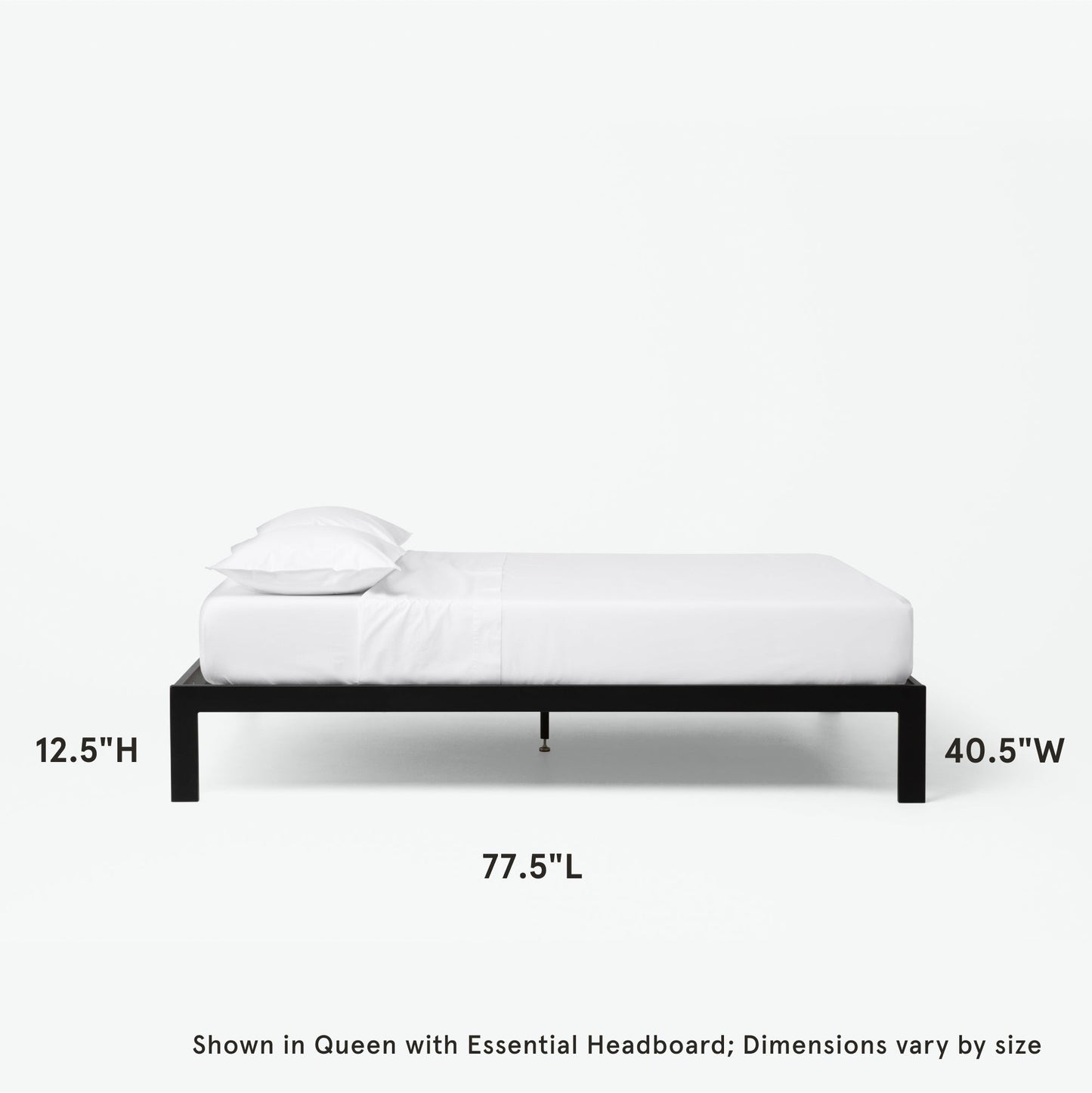 Dimensions for the Tuft and Needle Essential Platform Bed Frame||color:black