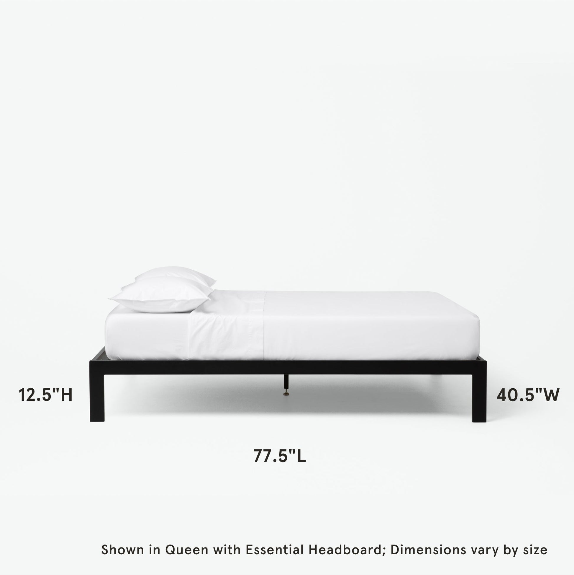 Dimensions for the  Tuft and Needle Essential Platform Bed Frame||color:black
