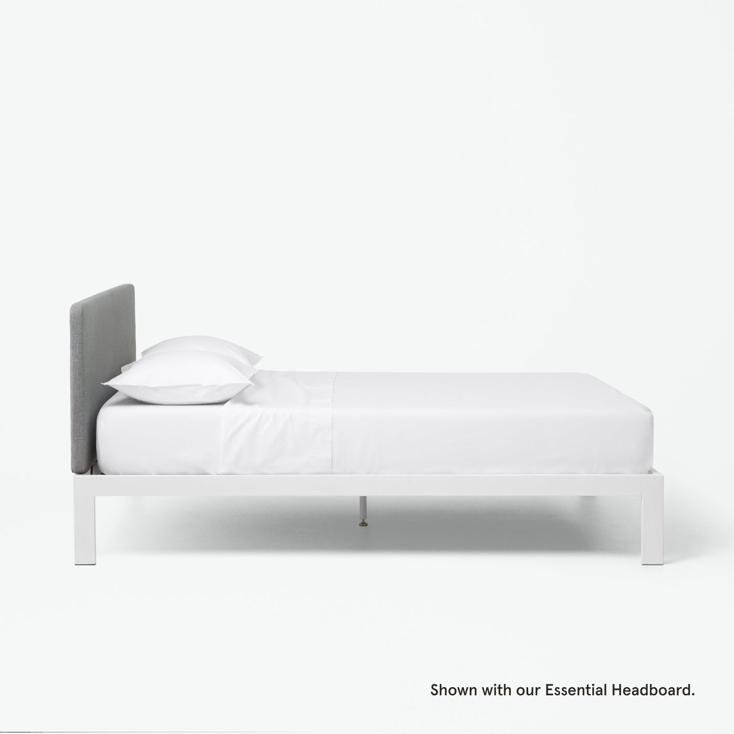 Side view of the Tuft and Needle Essential Platform Bed Frame||color:white