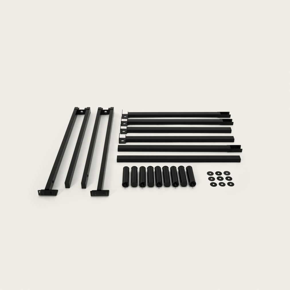 The unassembled parts of the Tuft and Needle Metal base ||color:black