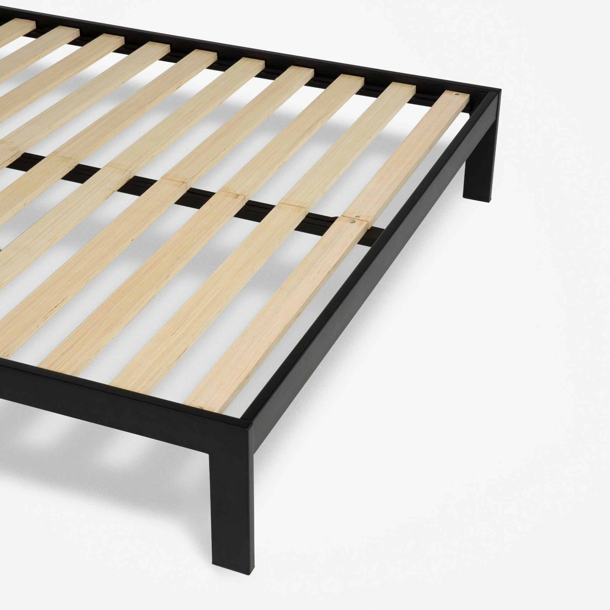Close-up view of the platform on the  Tuft and Needle Essential Platform Bed Frame||color:black