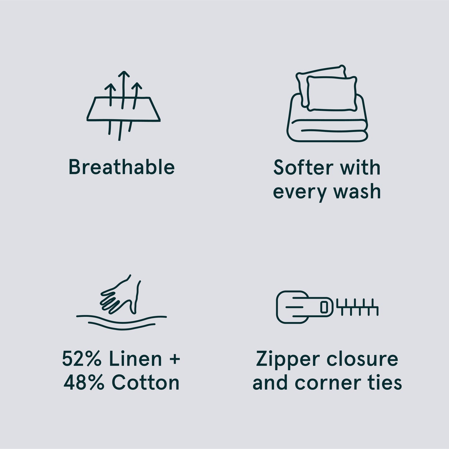 The Tuft and Needle Linen-Cotton Blend Duvet Set, benefit details || color: Cloud