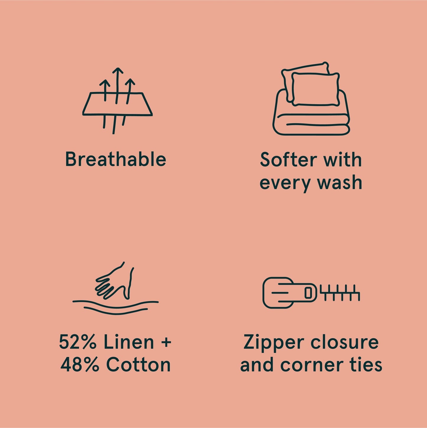 The Tuft and Needle Linen-Cotton Blend Duvet Set, benefit details || color: Muted Clay