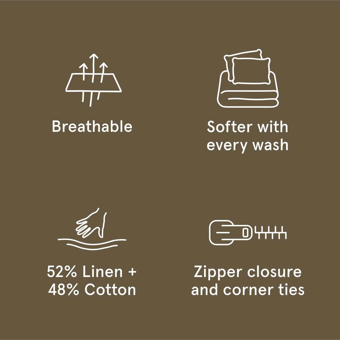 The Tuft and Needle Linen-Cotton Blend Duvet Set, benefit details || color: Martini Olive