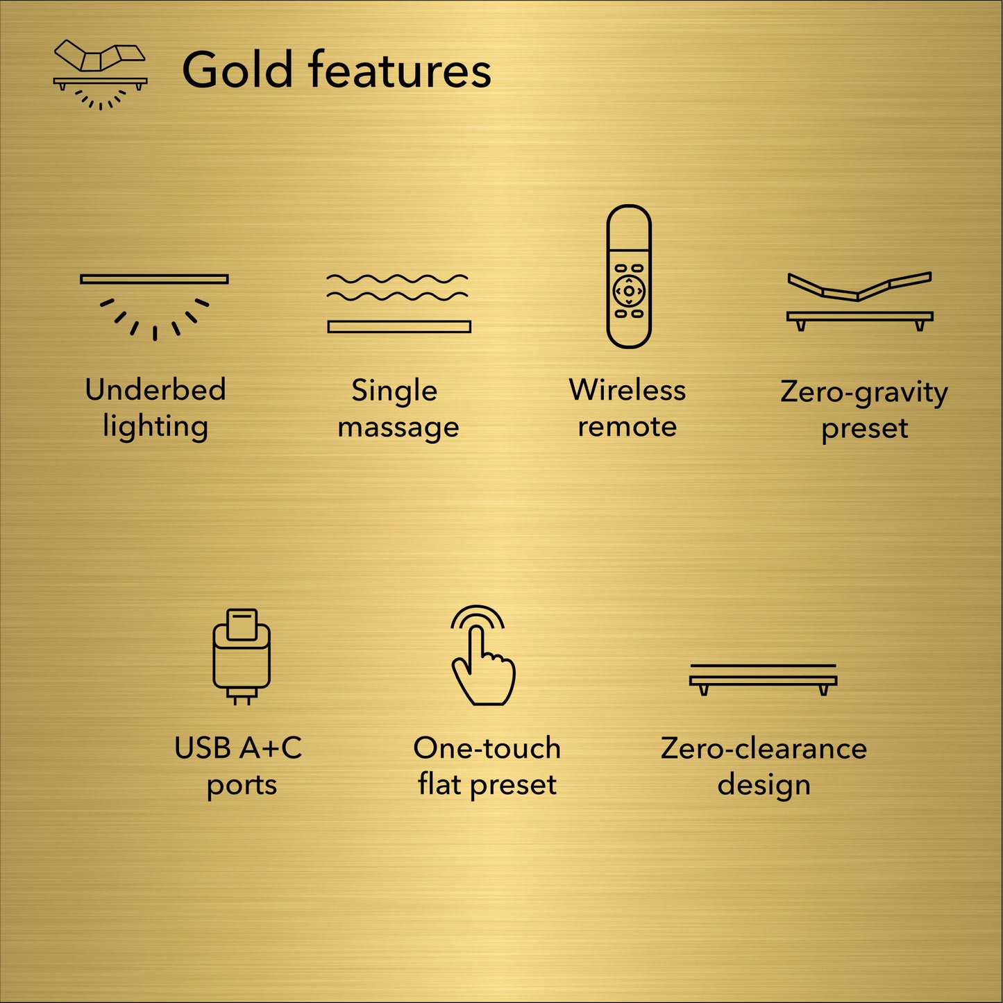 Diagram of Baselogic Gold Adjustable Base showing its features || level: Gold