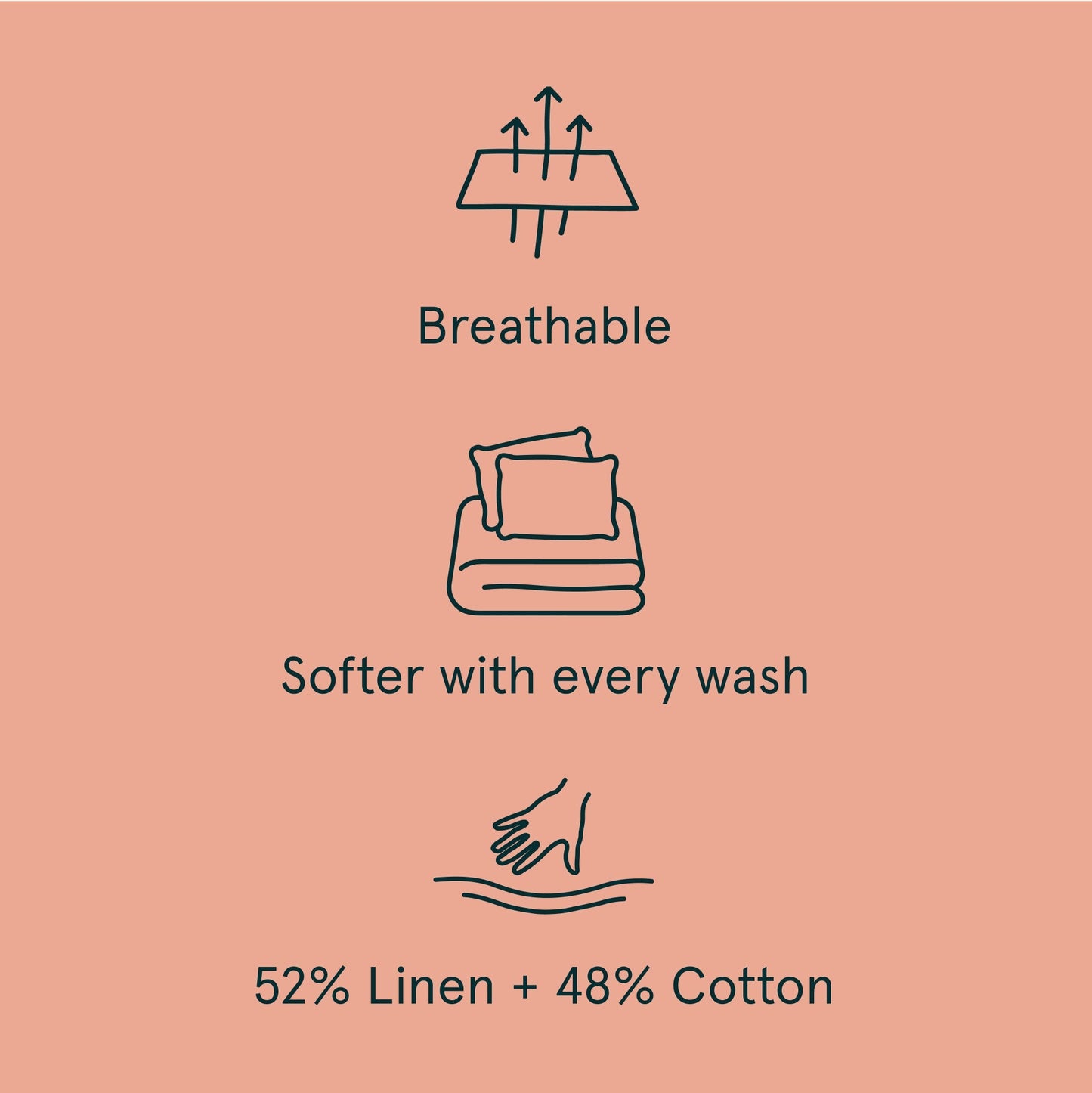 The Tuft and Needle Linen-Cotton Blend Sheet Set, benefit details || color: Muted Clay