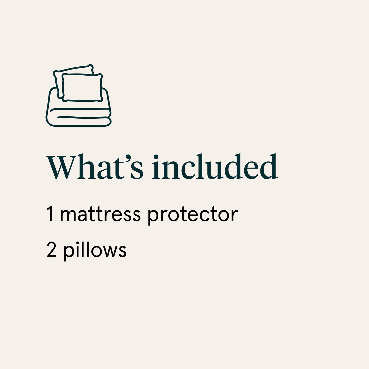 Whats included diagram showing that 1 mattress protector and 2 pillows is included