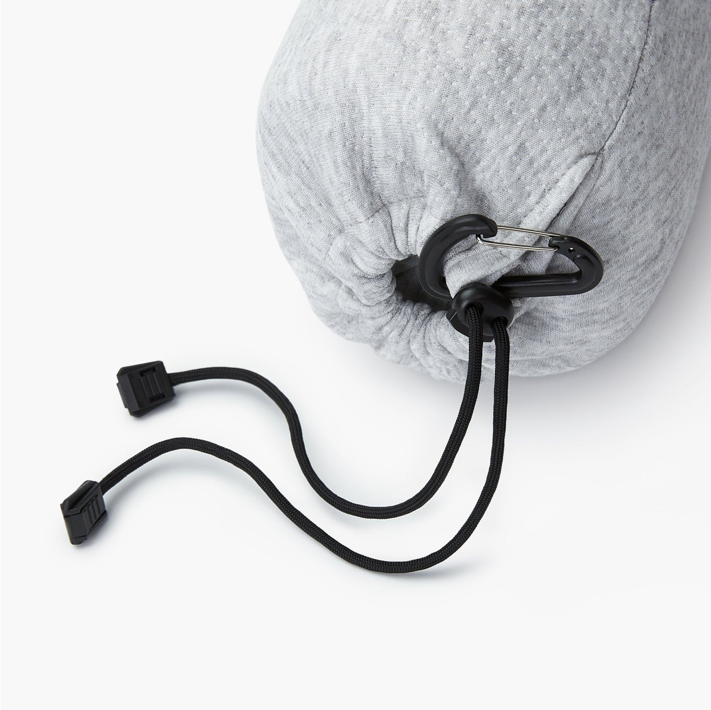 Close-up view of the drawstring closure on the Tuft and Needle Anywhere Travel pillow sack||color:granite