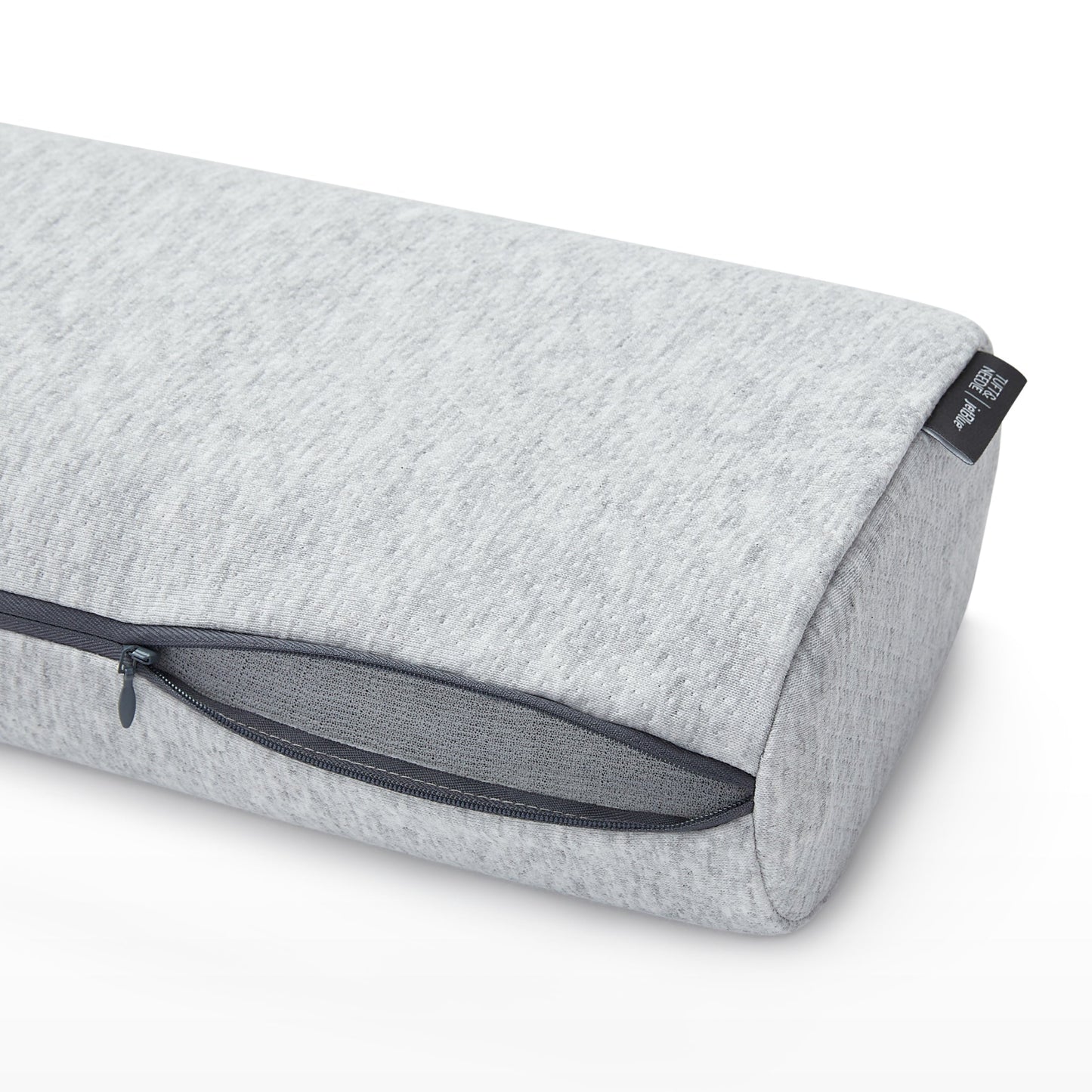 Close-up view of the zipper on the Tuft and Needle Anywhere Travel pillow||color:granite