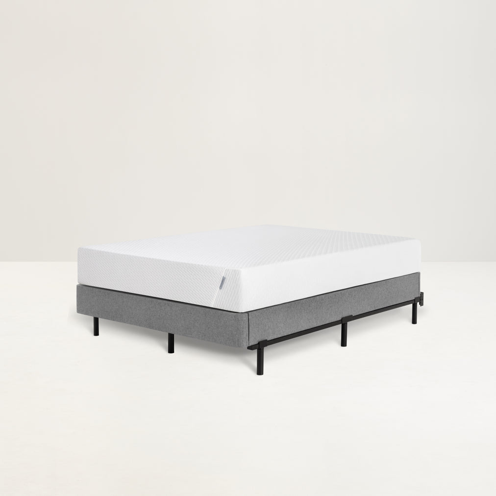 The Tuft and Needle Metal base with a foundation and mattress on top||color:black