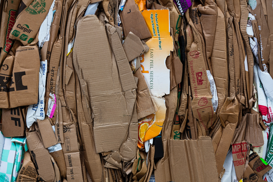 Compacted boxes stacked on top of each other
