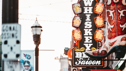 Picture of the signs on Broadway Street in Nashville, Tennessee