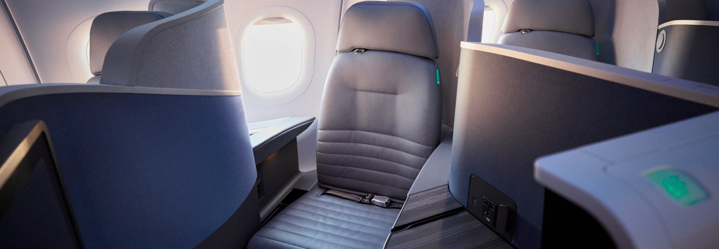 Video thumbnail of a jetblue first class comfort seat not reclined.
