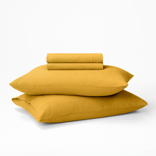 Stacked hemp sheet set in color Honeycomb
