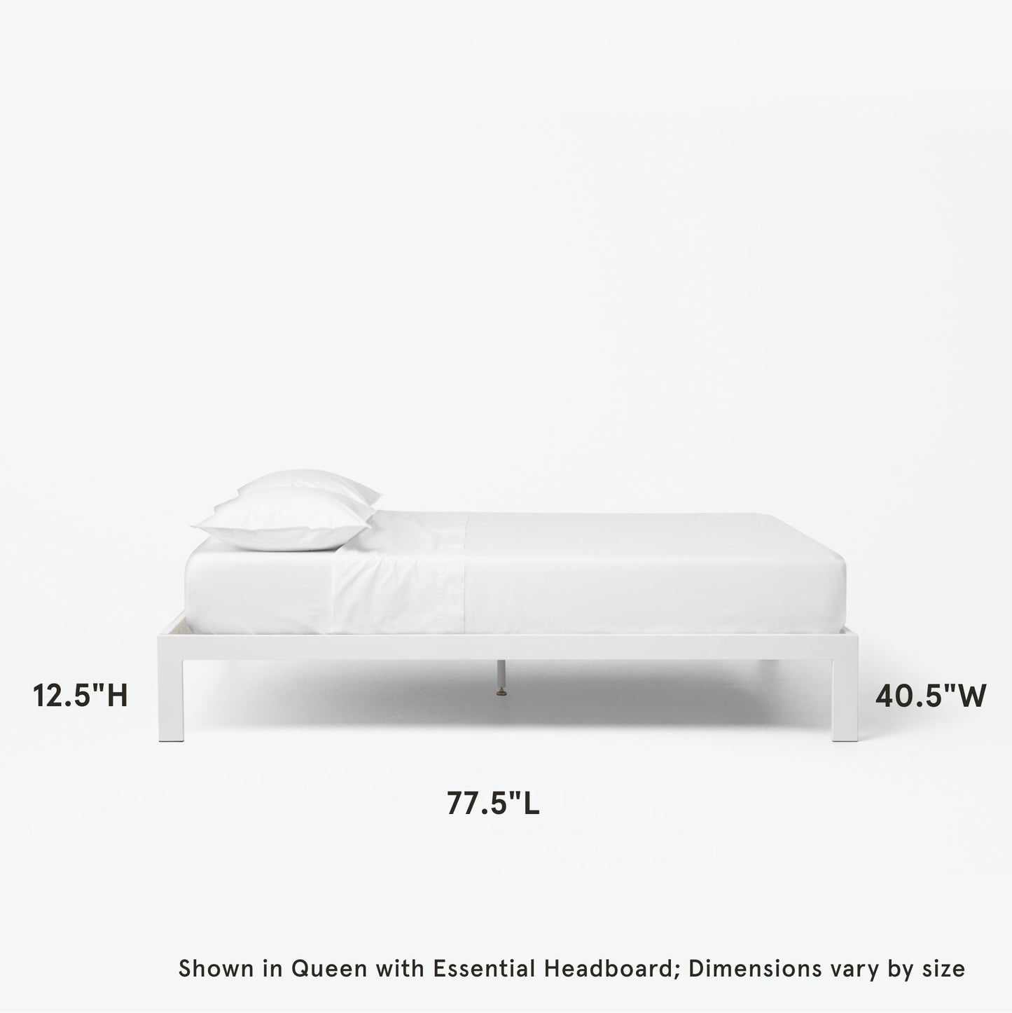 Dimensions of the  Tuft and Needle Essential Platform Bed Frame||color: white