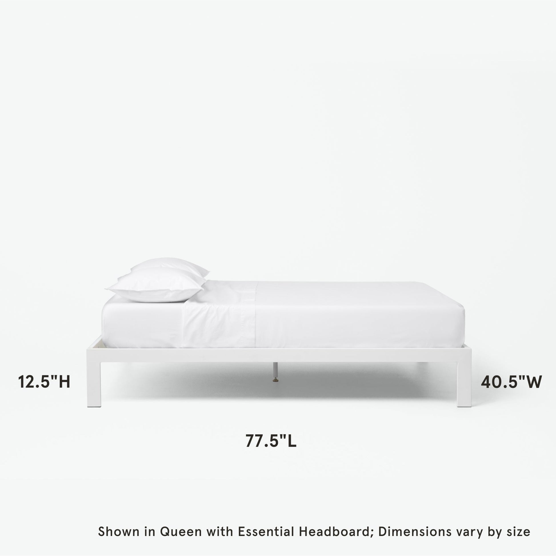 Dimensions of the  Tuft and Needle Essential Platform Bed Frame||color: white