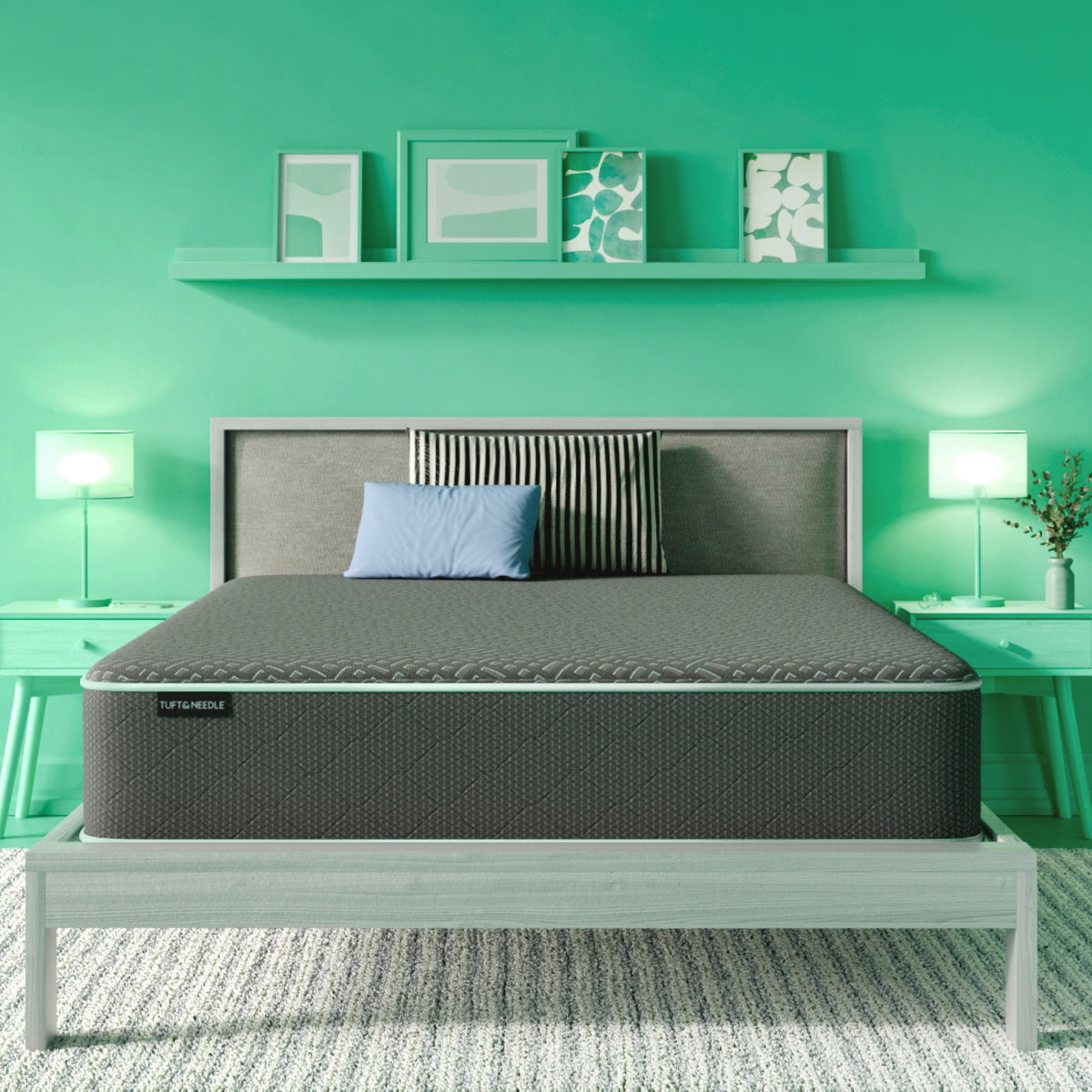The Tuft and Needle Original Mattress II in a green bedroom
