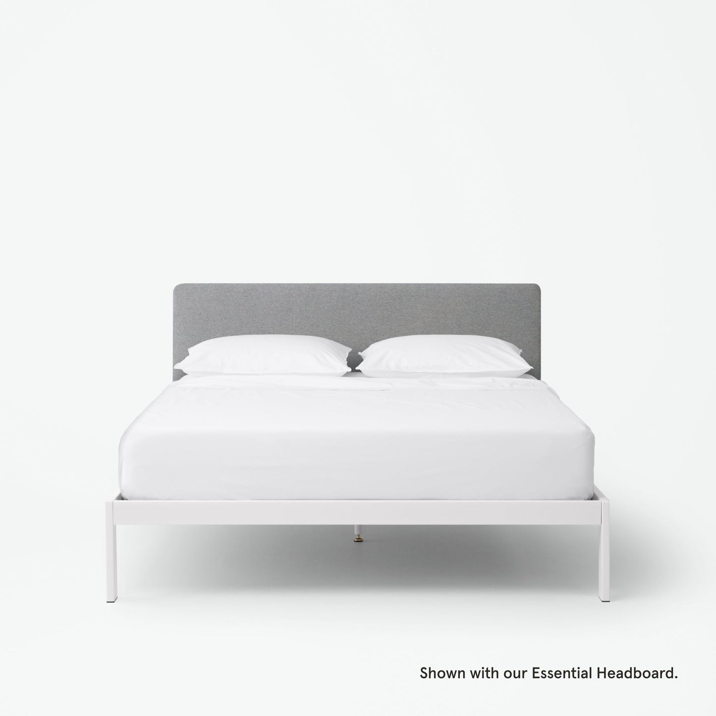The  Tuft and Needle Essential Platform Bed Frame with the Essential Headboard||color:white