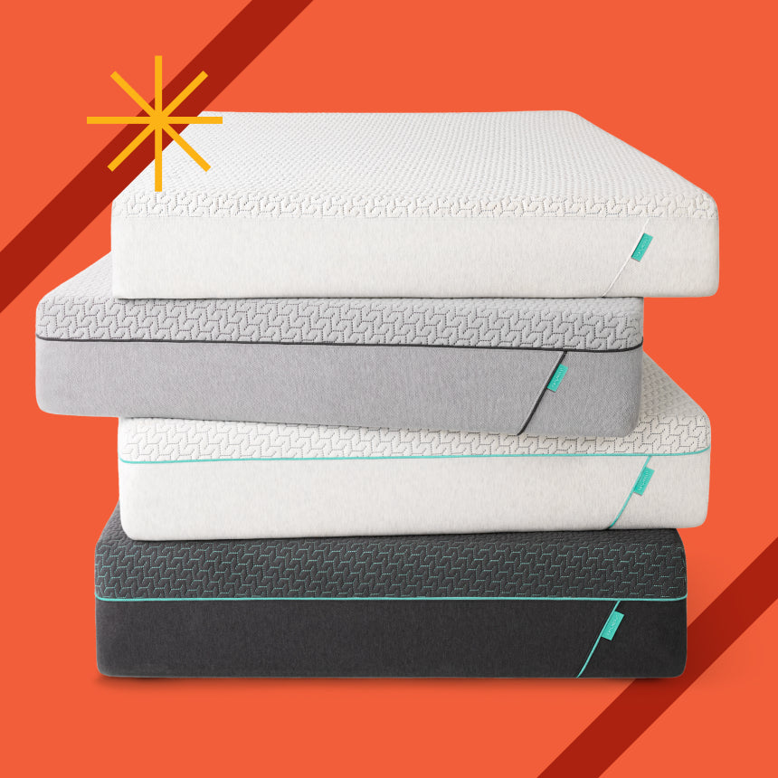 4 Tuft and Needle mattresses stacked on top one another