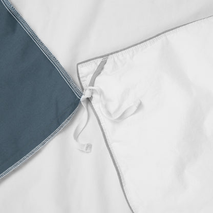 Close-up view of the corner ties on the Tuft and Needle Percale Duvet Cover Set ||color:canyon
