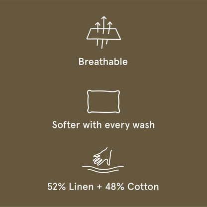 The Tuft and Needle Linen-Cotton Blend Body Pillow Cover, benefit details  || color: Martini Olive
