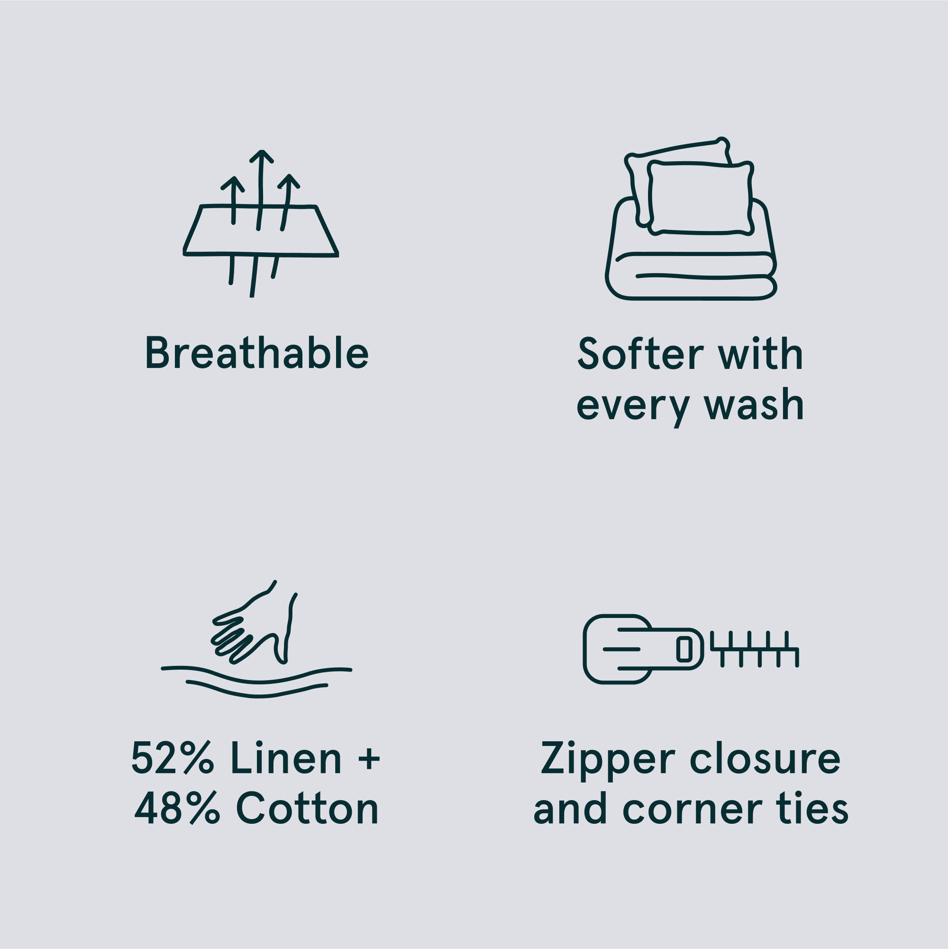 The Tuft and Needle Linen-Cotton Blend Duvet Set, benefit details  || color: Cloud
