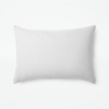 The Tuft and Needle Linen-Cotton Blend Duvet Set, one pillow laying horizontally || color: Cloud

