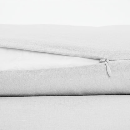 The Tuft and Needle Linen-Cotton Blend Duvet Set, zipper closure on the side of the pillow || color: Cloud
