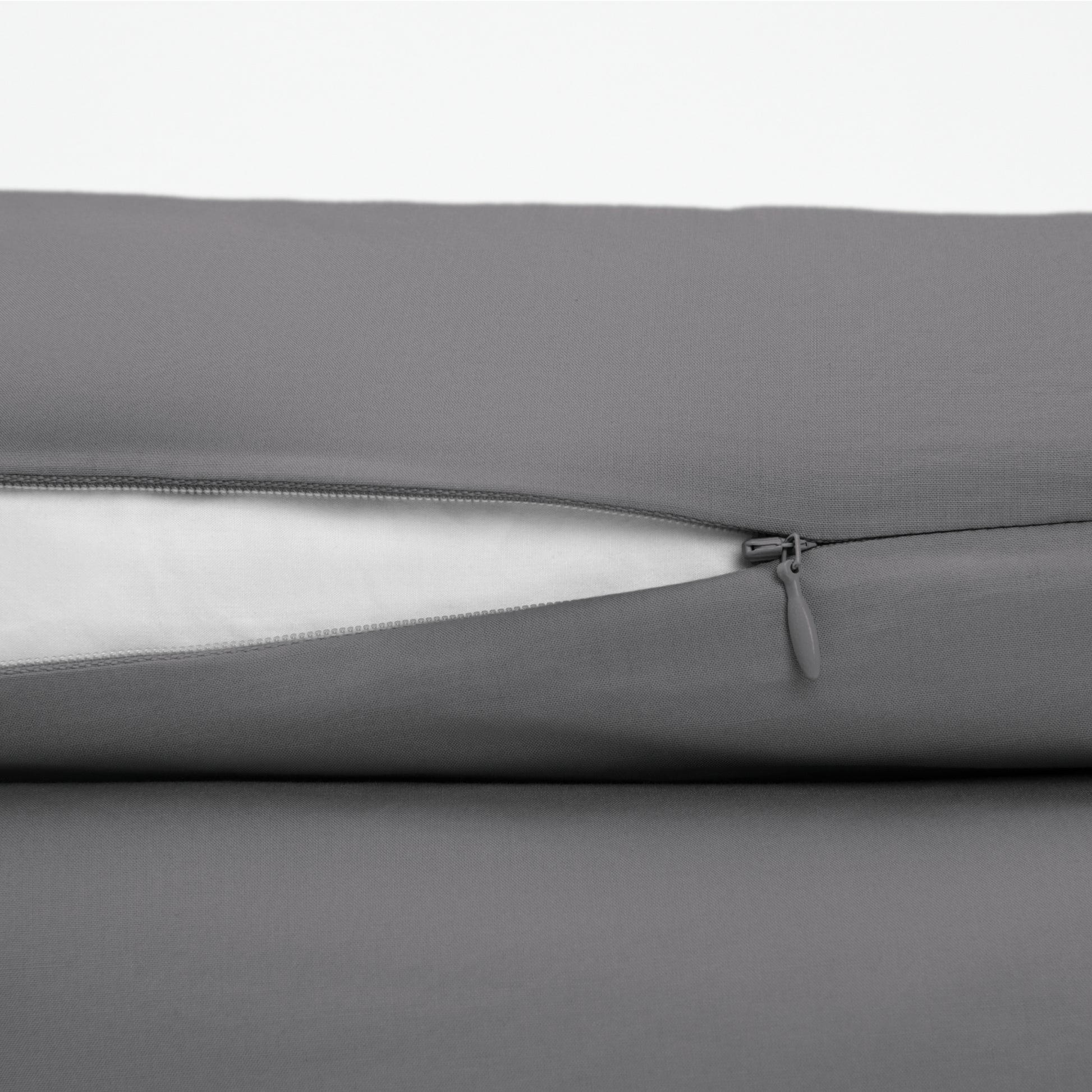The Tuft and Needle Classic Percale Duvet Set, zipper closure on the side of the pillow || color: Gray Quill
