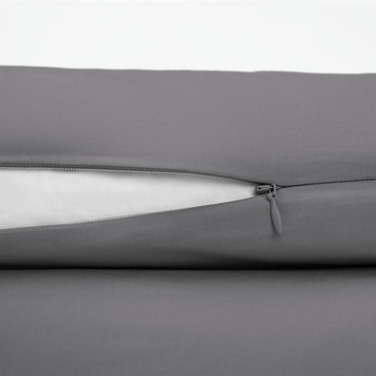 The Tuft and Needle Classic Percale Duvet Set, zipper closure on the side of the pillow || color: Gray Quill
