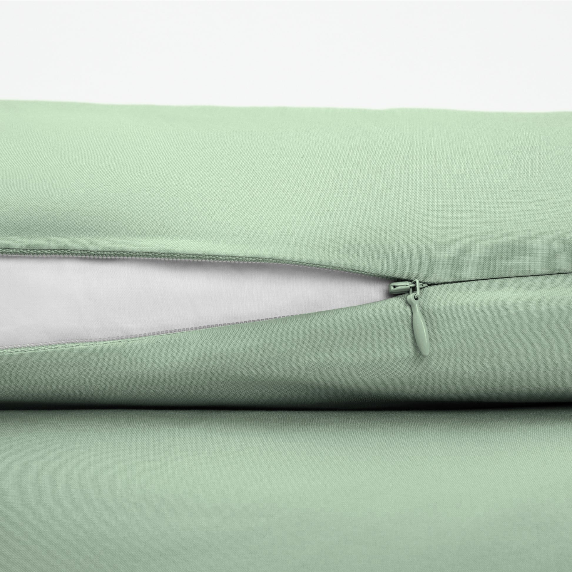 The Tuft and Needle Classic Percale Duvet Set, zipper closure on the side of the pillow || color: Sage
