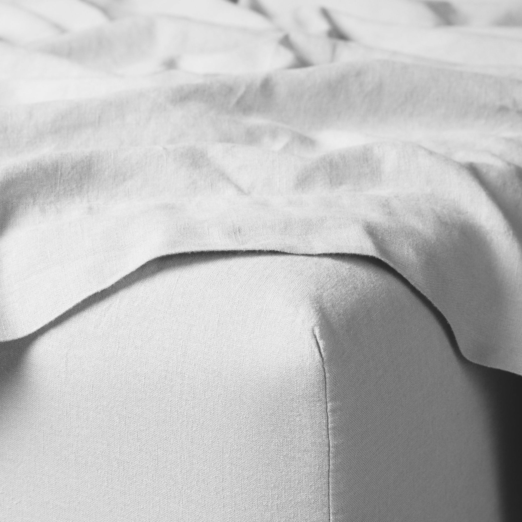 Up close image of cotton-linen sheets 
