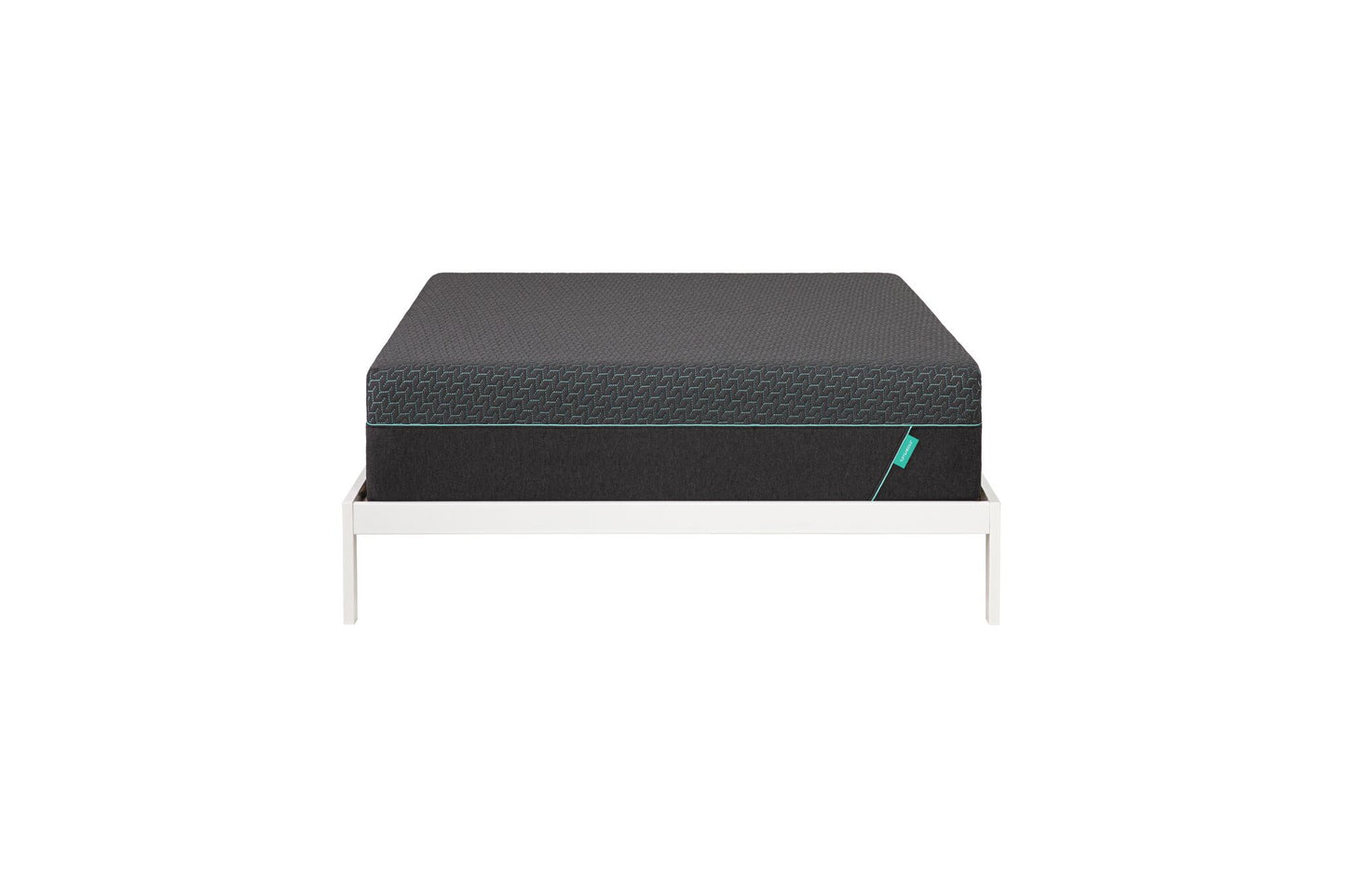 14 inch grey T&N Mint hybrid mattress on a white bed frame