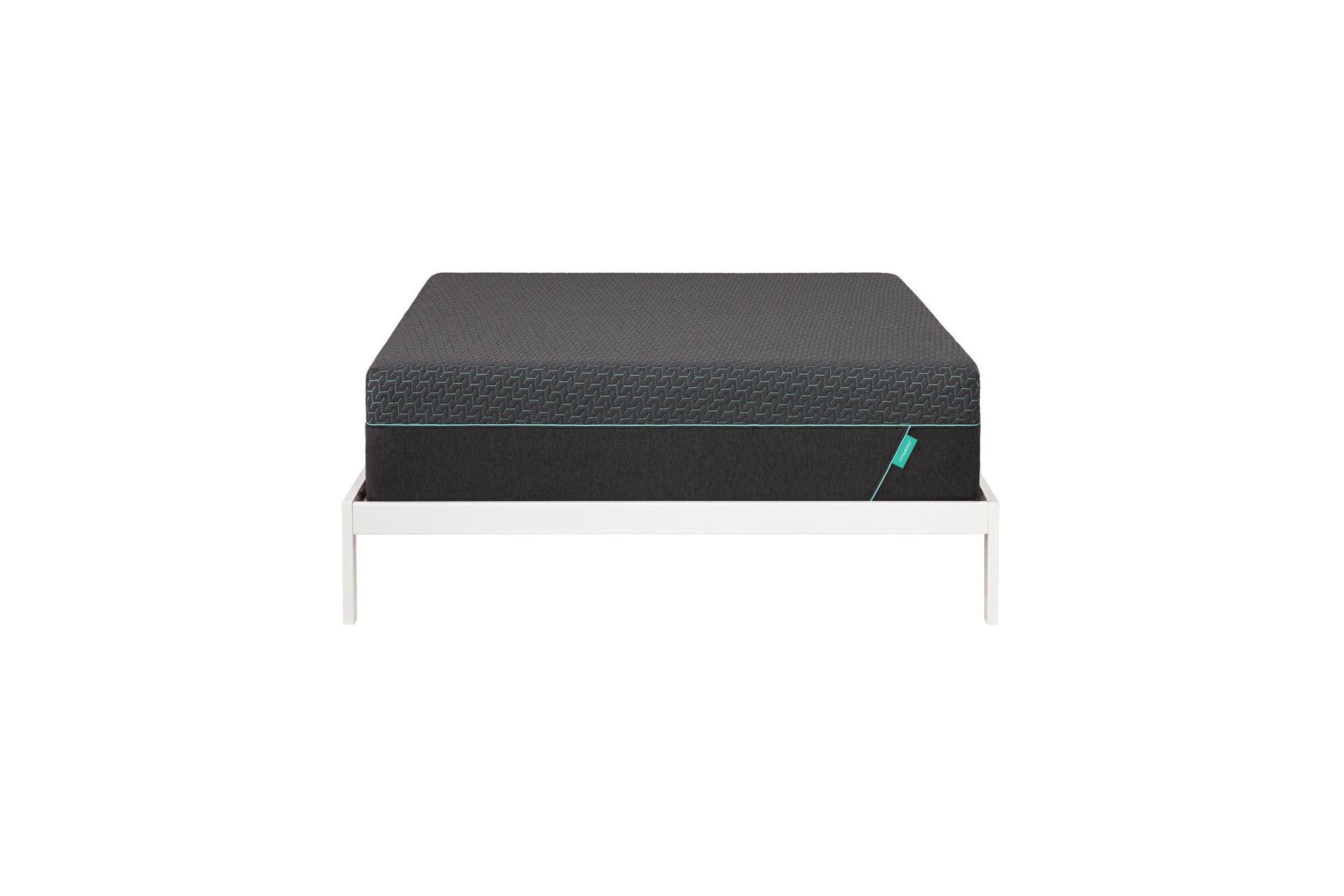 14 inch grey T&N Mint hybrid mattress on a white bed frame