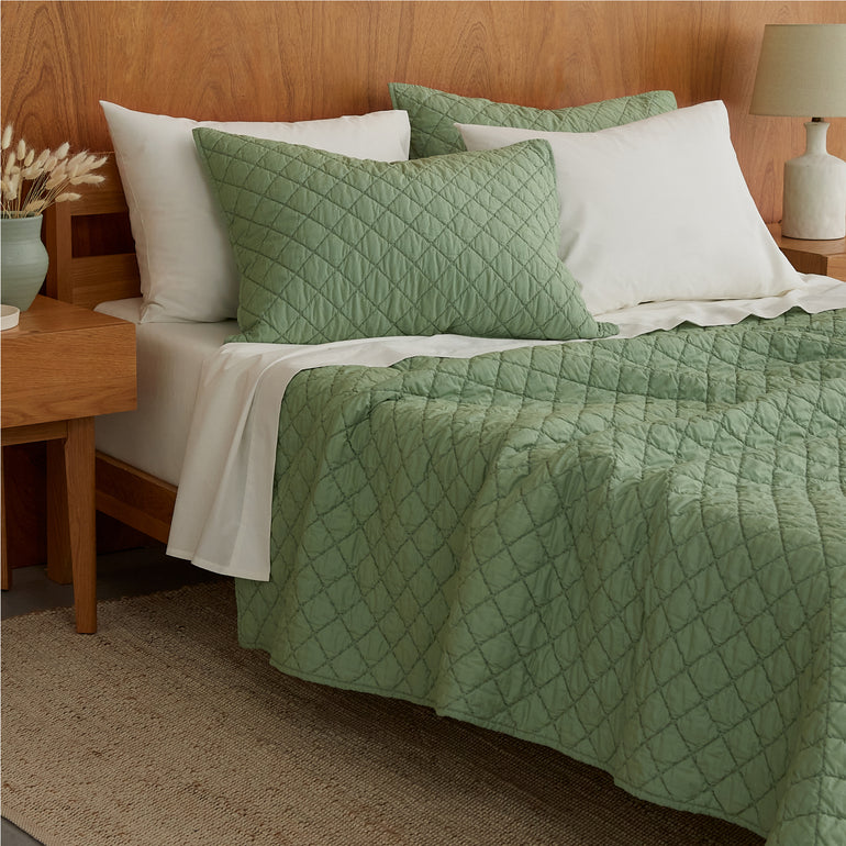 Organic Percale Quilted Pillow Sham